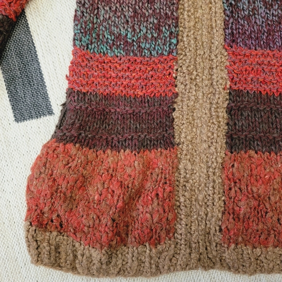 Chunky Oversized Striped Zip-Up Knit Sweater - Picture 4 of 16